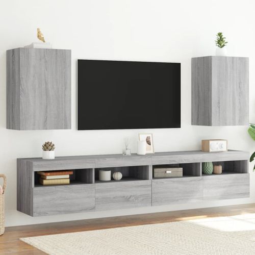 Meubles TV muraux 2pcs sonoma gris 40,5x30x60cm bois ingénierie - Photo n°2; ?>