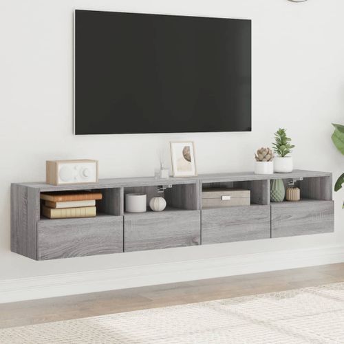 Meubles TV muraux 2pcs sonoma gris 80x30x30cm bois d'ingénierie - Photo n°2; ?>