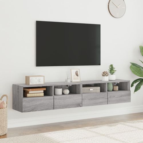 Meubles TV muraux 2pcs sonoma gris 80x30x30cm bois d'ingénierie - Photo n°3; ?>