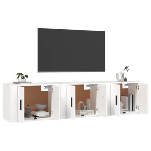 Meubles TV muraux 3 pcs blanc 57x34,5x40 cm - Photo n°3; ?>