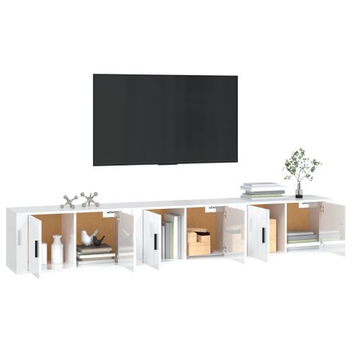 Meubles TV muraux 3 pcs blanc brillant 80x34,5x40 cm - Photo n°3; ?>