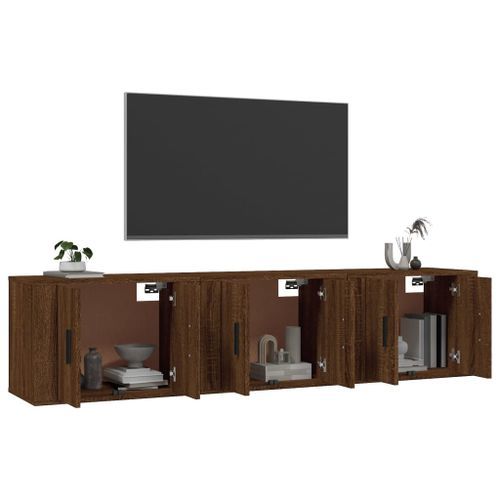 Meubles TV muraux 3 pcs chêne marron 57x34,5x40 cm - Photo n°3; ?>