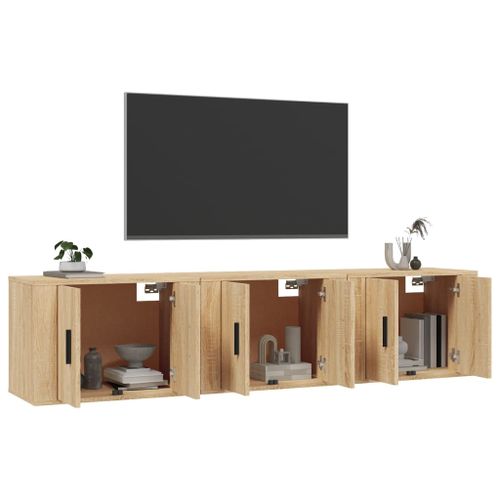 Meubles TV muraux 3 pcs chêne sonoma 57x34,5x40 cm - Photo n°3; ?>