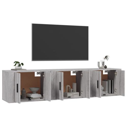 Meubles TV muraux 3 pcs sonoma gris 57x34,5x40 cm - Photo n°3; ?>