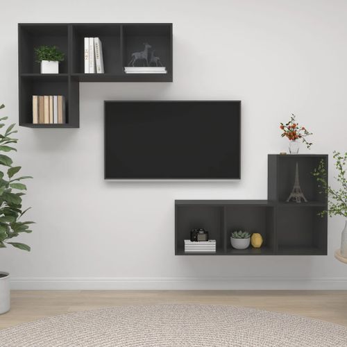 Meubles TV muraux 4 pcs Gris 2 - Photo n°2; ?>