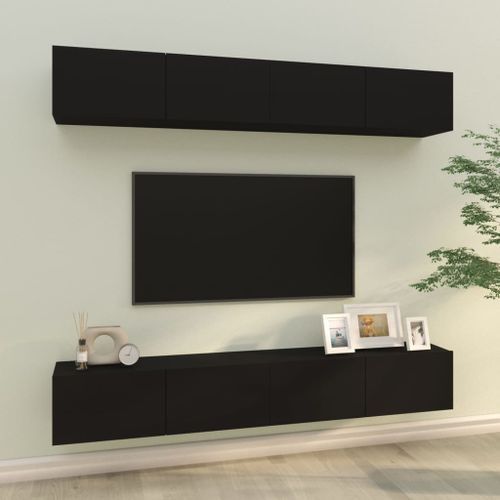 Meubles TV muraux 4 pcs Noir 100x30x30 cm - Photo n°2; ?>