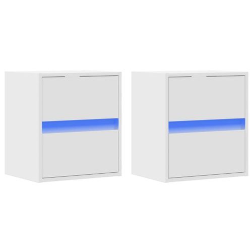 Meubles TV muraux avec lumières LED 2 pcs blanc 41x31x45 cm - Photo n°3; ?>