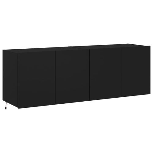 Meubles TV muraux avec lumières LED 2 pcs noir 60x35x41 cm - Photo n°3; ?>