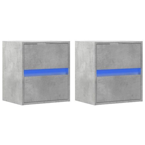 Meubles TV muraux et lumières LED 2 pcs gris béton 41x31x45 cm - Photo n°3; ?>