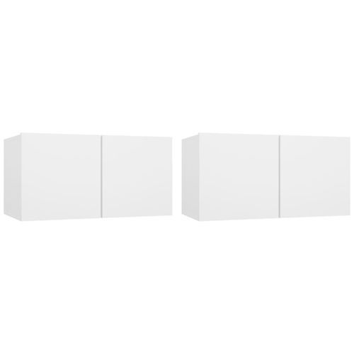 Meubles TV suspendus 2 pcs Blanc 60x30x30 cm - Photo n°2; ?>