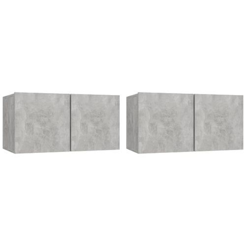 Meubles TV suspendus 2 pcs Gris béton 60x30x30 cm - Photo n°2; ?>