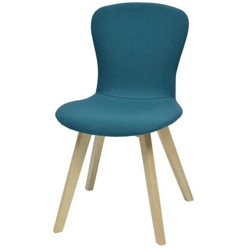 MILANO Lot de 2 chaises de salle a manger en bois Hévéa massif - Revetement tissu bleu - Style contemporain - L48 x P57 cm - Photo n°3; ?>