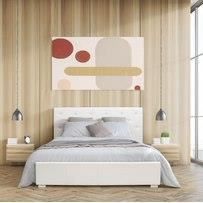 MILES Lit coffre adulte contemporain 140 x 190 cm Tete de lit capitonnée - Simili blanc - Sommier blanc - Photo n°3; ?>