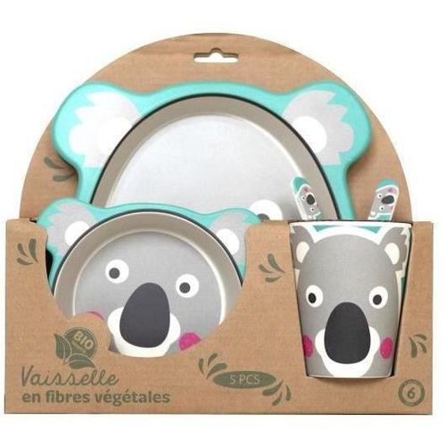 Mill'O Bébé - Kit repas 5 pieces - sans BPA - 100% biosourcé - Décor Koala - Photo n°2; ?>