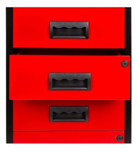 Mini servante sur roulettes 4 tiroirs métal noir et rouge Folia - Photo n°2; ?>