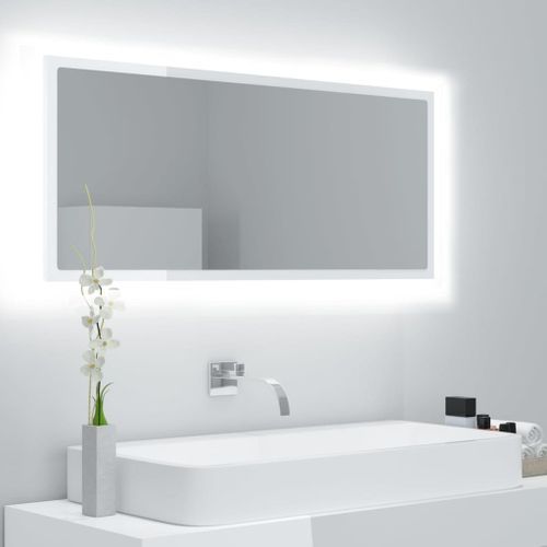 Miroir à LED de bain Blanc brillant 100x8,5x37 cm - Photo n°2; ?>