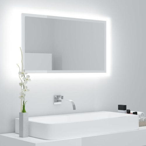 Miroir à LED de bain Blanc brillant 80x8,5x37 cm - Photo n°2; ?>