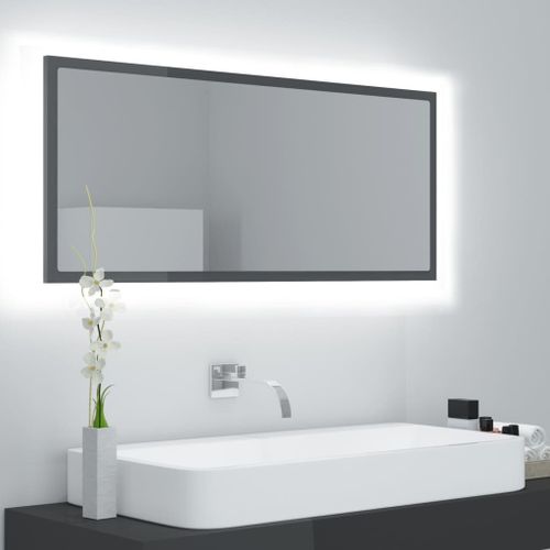 Miroir à LED de bain Gris brillant 100x8,5x37 cm - Photo n°2; ?>