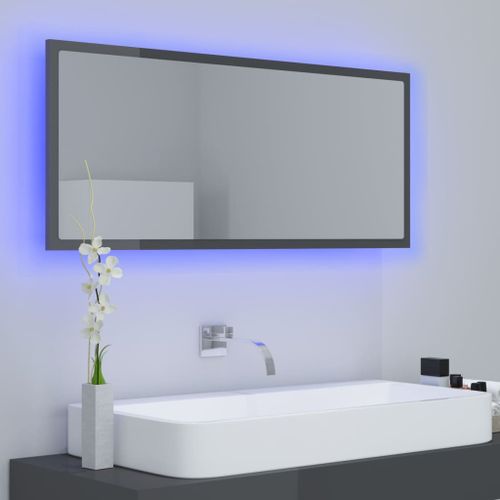 Miroir à LED de bain Gris brillant 100x8,5x37 cm - Photo n°3; ?>