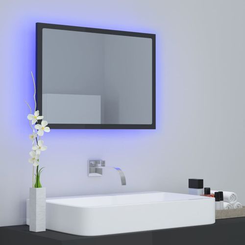 Miroir à LED de bain Gris brillant 60x8,5x37 cm - Photo n°3; ?>