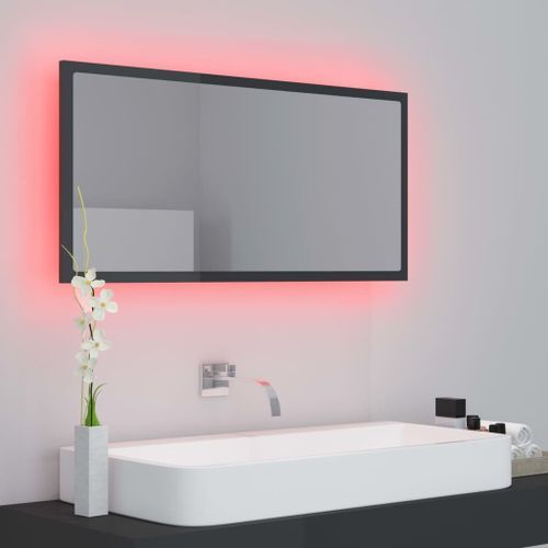Miroir à LED de bain Gris brillant 90x8,5x37 cm - Photo n°3; ?>