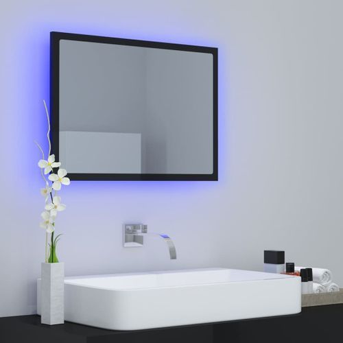 Miroir à LED de bain Noir brillant 60x8,5x37 cm - Photo n°3; ?>