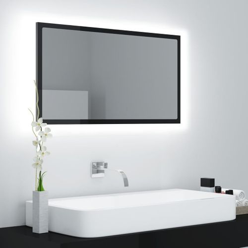 Miroir à LED de bain Noir brillant 80x8,5x37 cm - Photo n°2; ?>