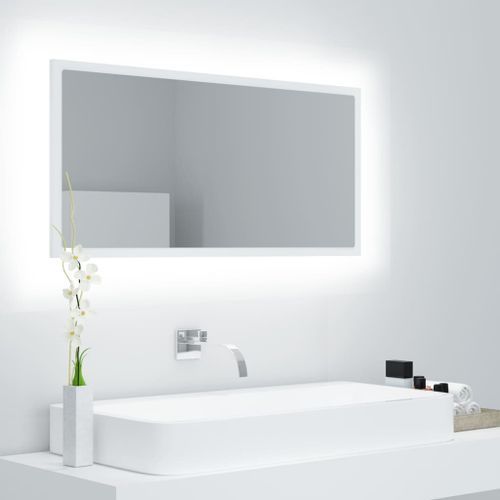 Miroir à LED de salle de bain Blanc 90x8,5x37 cm - Photo n°2; ?>
