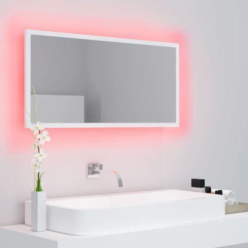 Miroir à LED de salle de bain Blanc 90x8,5x37 cm - Photo n°3; ?>