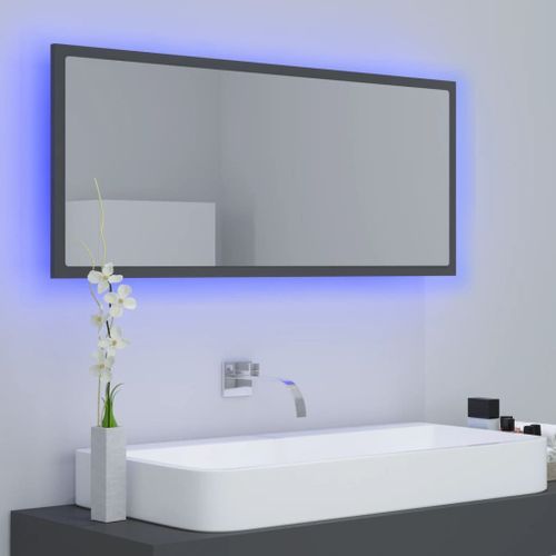 Miroir à LED de salle de bain Gris 100x8,5x37 cm - Photo n°3; ?>