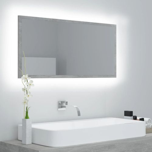 Miroir à LED de salle de bain Gris béton 90x8,5x37 cm - Photo n°2; ?>
