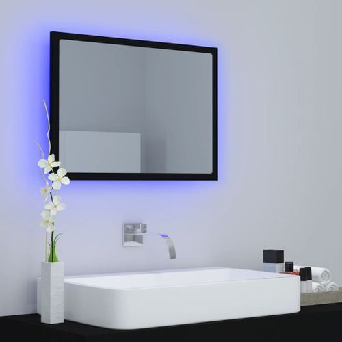 Miroir à LED de salle de bain Noir 60x8,5x37 cm - Photo n°3; ?>