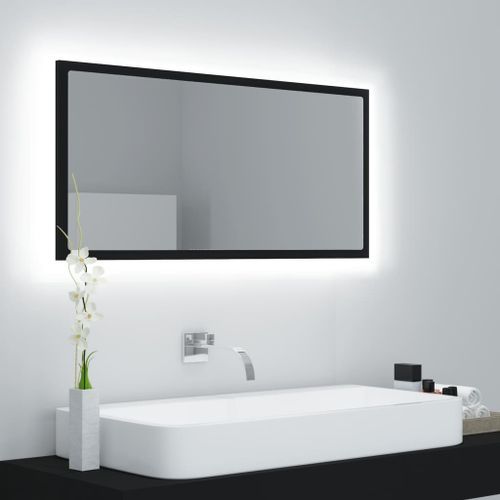 Miroir à LED de salle de bain Noir 90x8,5x37 cm - Photo n°2; ?>