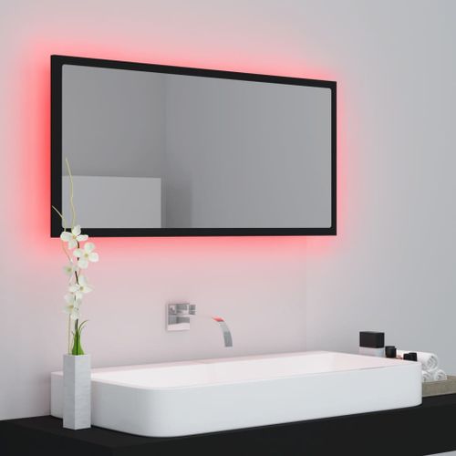 Miroir à LED de salle de bain Noir 90x8,5x37 cm - Photo n°3; ?>