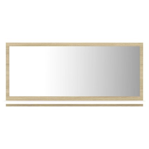 Miroir avec étagère de salle de bain Blanc et chêne sonoma 80x10,5x37 cm - Photo n°3; ?>