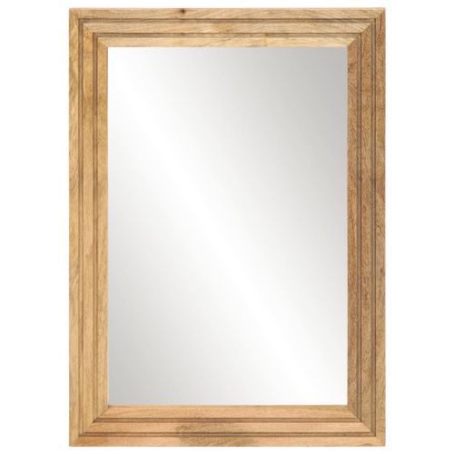 Miroir de bain 50x70 cm bois massif de manguier brut et verre - Photo n°2; ?>