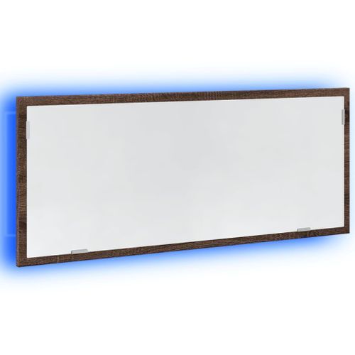 Miroir de salle de bain à LED chêne marron bois d'ingénierie - Photo n°3; ?>