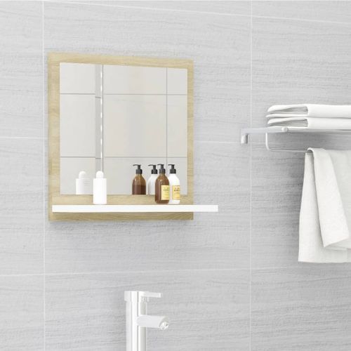 Miroir de salle de bain Blanc et chêne sonoma 40x10,5x37 cm - Photo n°2; ?>