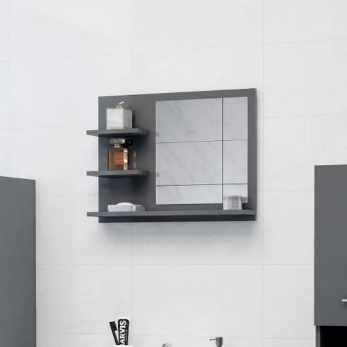 Miroir de salle de bain Gris brillant 60x10,5x45 cm - Photo n°2; ?>