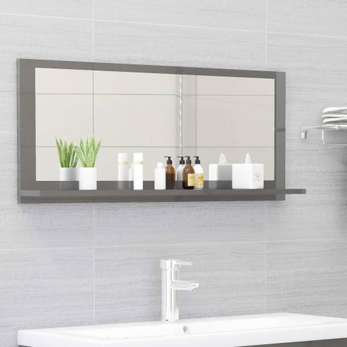 Miroir de salle de bain Gris brillant 90x10,5x37 cm - Photo n°2; ?>