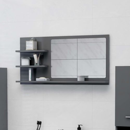 Miroir de salle de bain Gris brillant 90x10,5x45 cm - Photo n°2; ?>