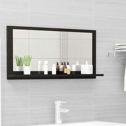Miroir de salle de bain Noir brillant 80x10,5x37 cm - Photo n°2; ?>