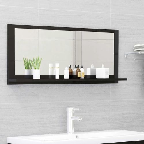 Miroir de salle de bain Noir brillant 90x10,5x37 cm - Photo n°2; ?>