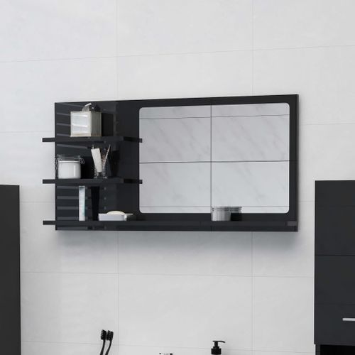 Miroir de salle de bain Noir brillant 90x10,5x45 cm - Photo n°2; ?>