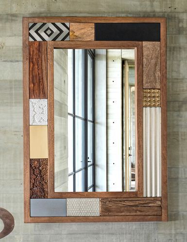 Miroir en bois recyclé multicolore Doki 100 cm - Photo n°3; ?>