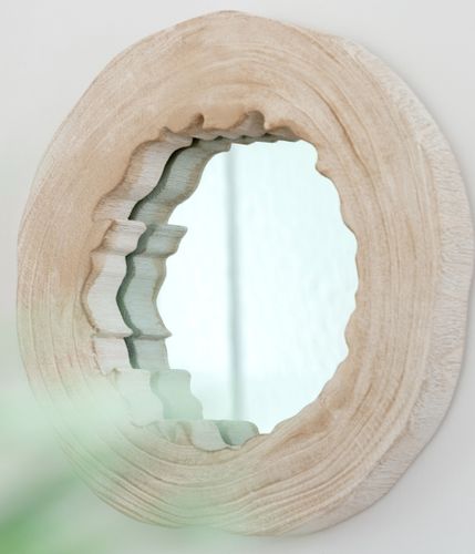 Miroir irrégulier bois de paulownia blanc Briane D 42 cm - Photo n°2; ?>