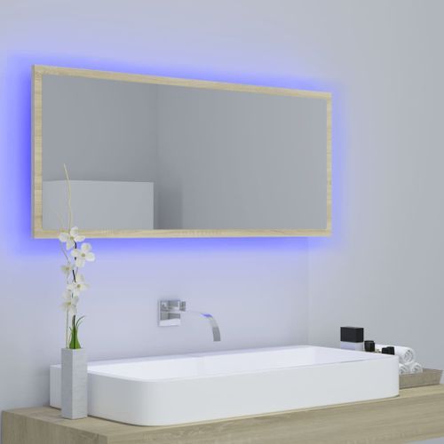 Miroir LED de salle de bain Chêne sonoma 100x8,5x37cm - Photo n°3; ?>