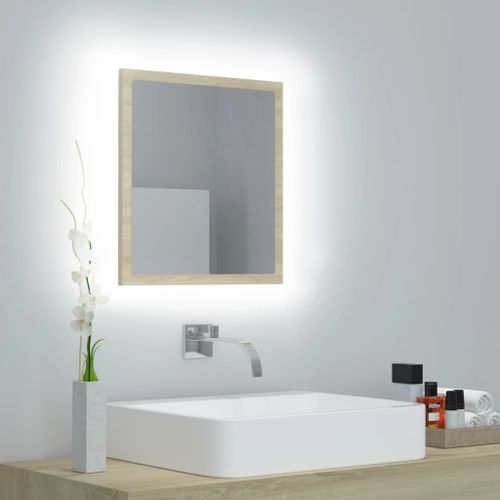 Miroir LED de salle de bain Chêne sonoma 40x8,5x37 cm - Photo n°2; ?>