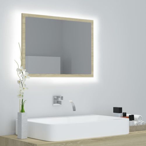 Miroir LED de salle de bain Chêne sonoma 60x8,5x37 cm - Photo n°2; ?>