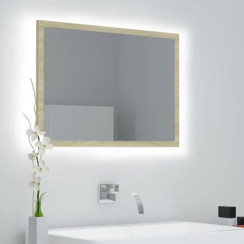 Miroir LED de salle de bain Chêne sonoma 60x8,5x37 cm - Photo n°3; ?>